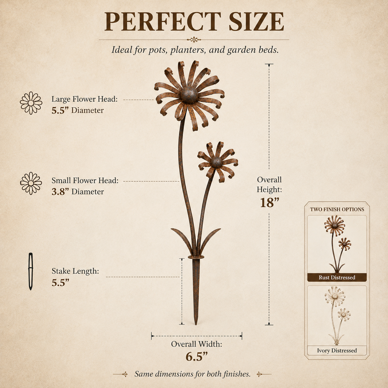Vintage Metal Flower Garden Stake