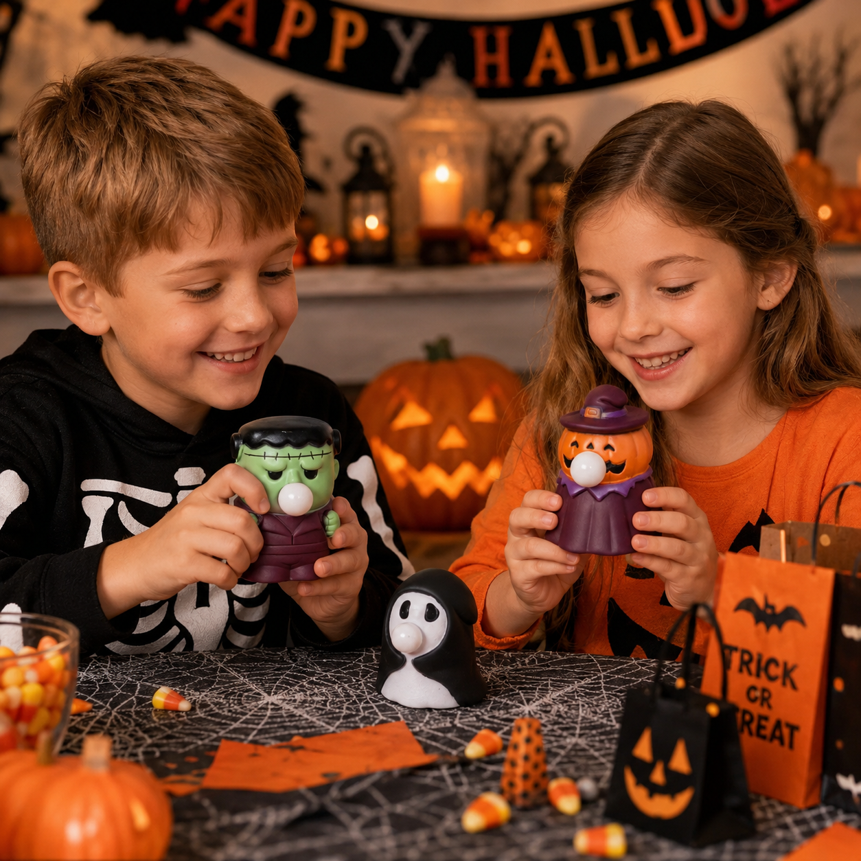 3 Pack Halloween Squeeze Bubble Toys, Cute Pumpkin Ghost Frankenstein Stress Relief Toys