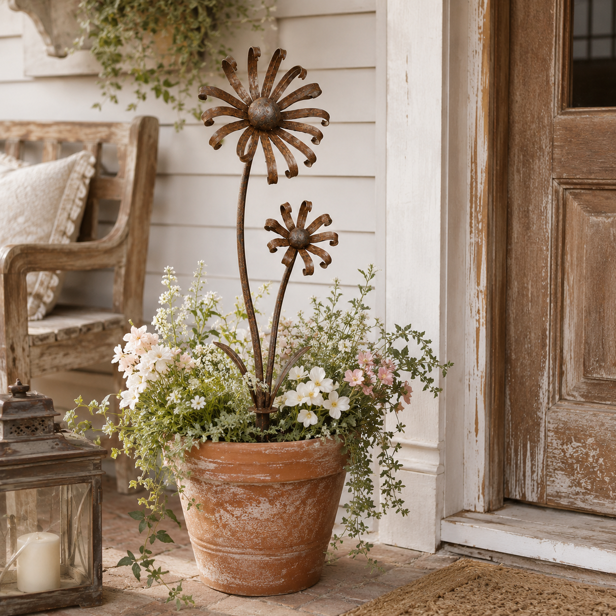 Vintage Metal Flower Garden Stake