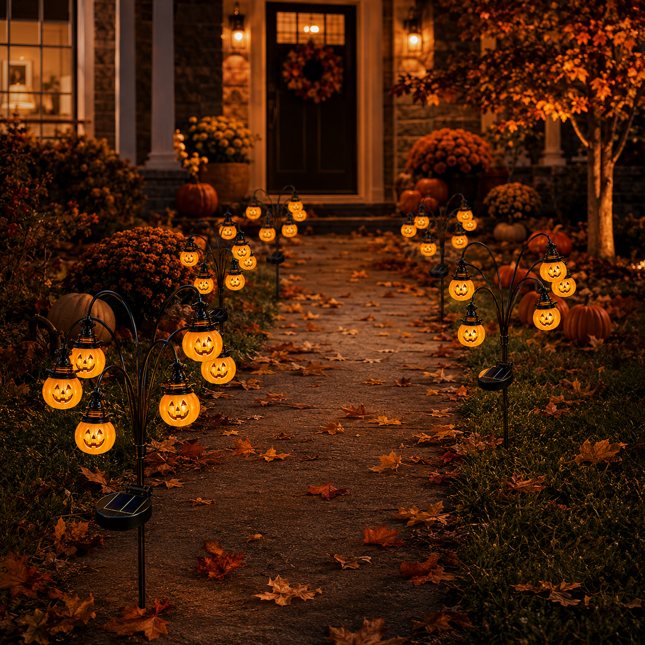 Solar-Powered Halloween Pumpkin Garden Stake Light