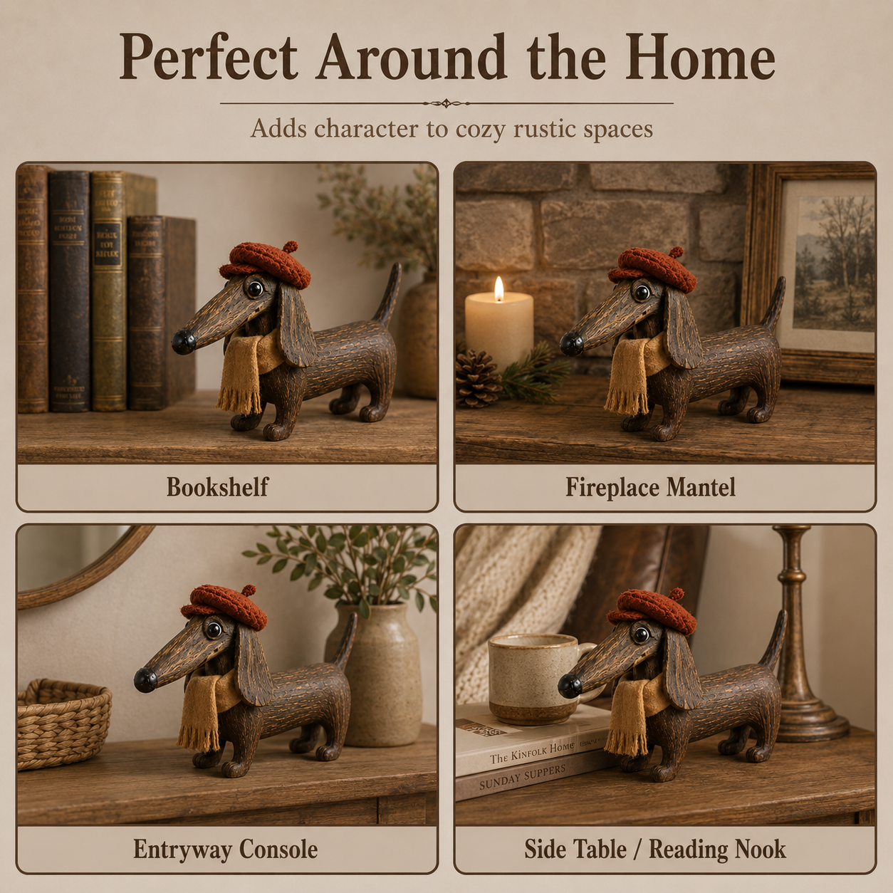 Rustic Gentleman Dachshund Wooden Figurine