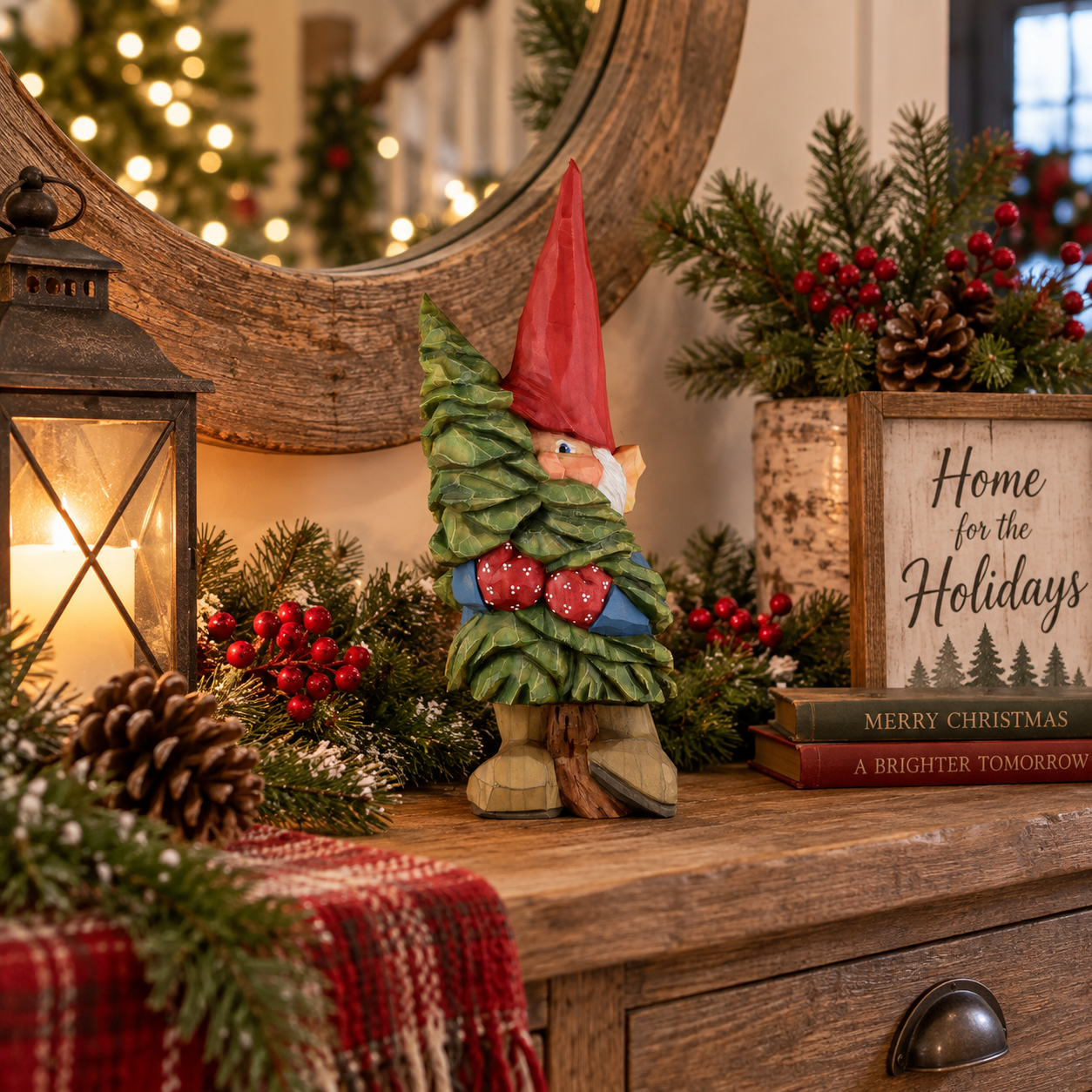 Rustic Woodland Christmas Gnome Figurine