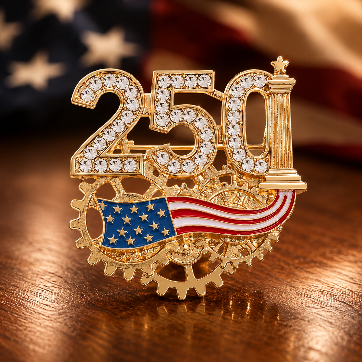 Patriotic 250th Anniversary Commemorative Pins – American Flag & Symbolic Designs
