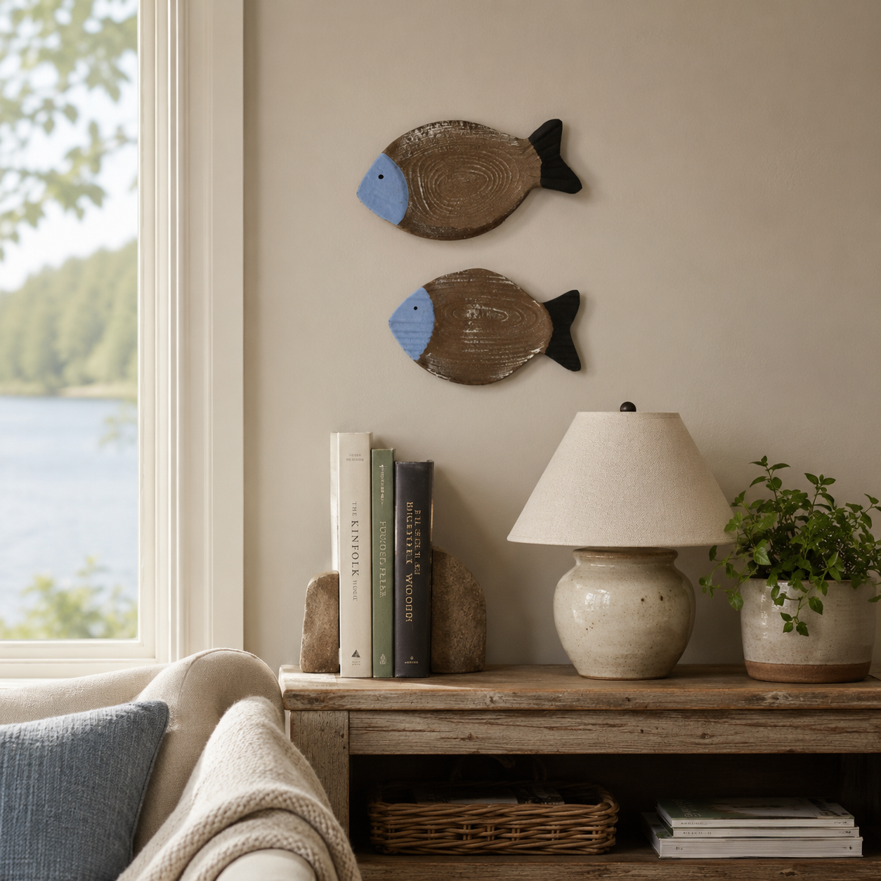 🐟 Coastal Wooden Fish Wall Decor Set