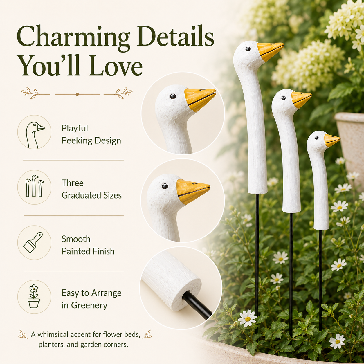 Peekaboo Goose Garden Stakes – 3-Piece Set