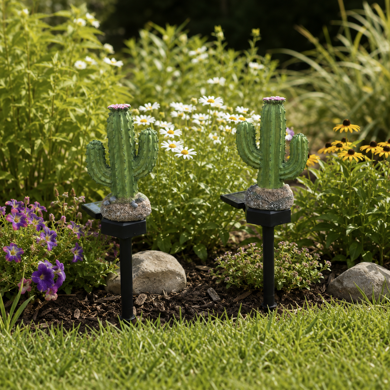 1pcs / Solar Cactus Garden Stake Lights