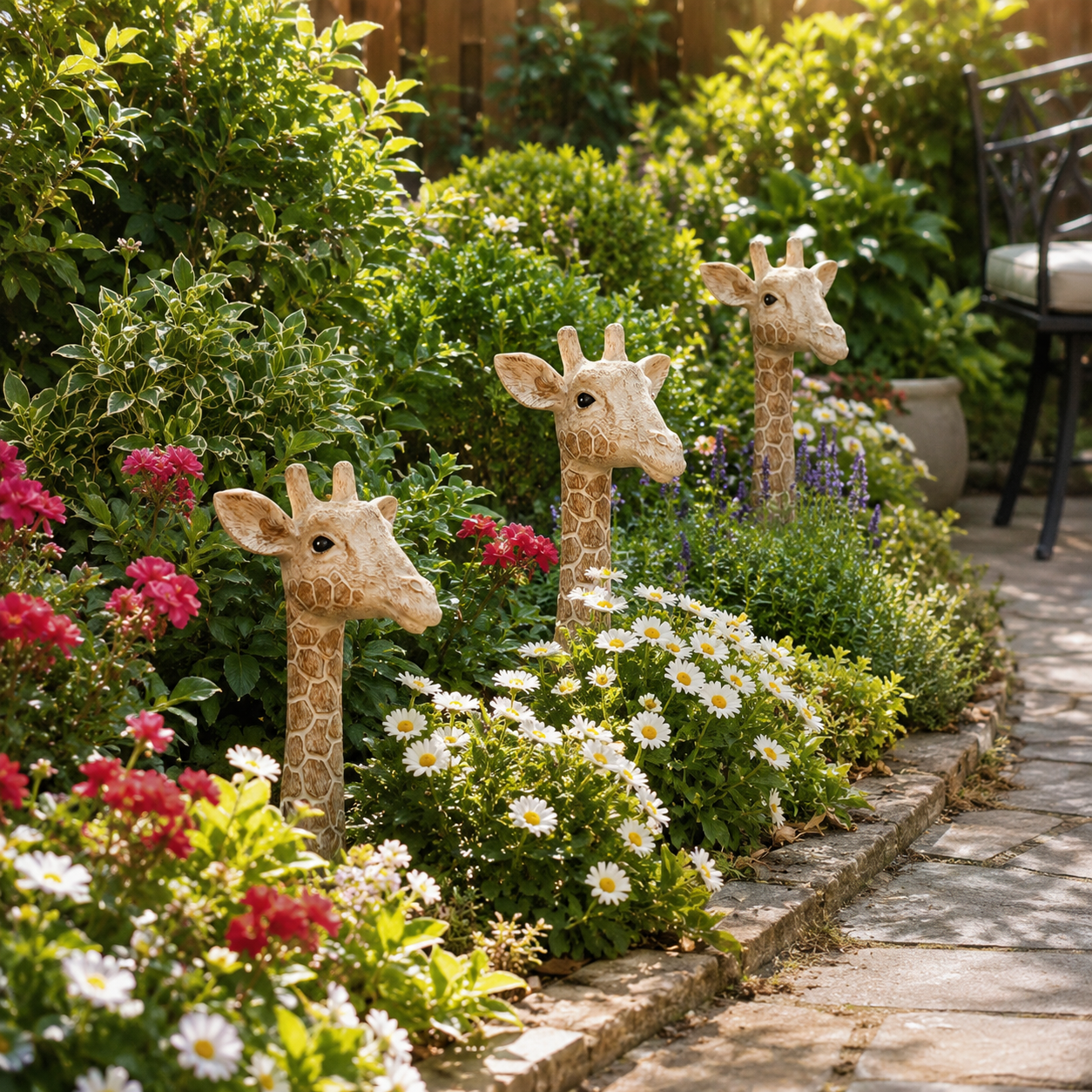 1pcs/Giraffe Garden Stake Decor, Cute Resin Giraffe Head Yard Art Statue