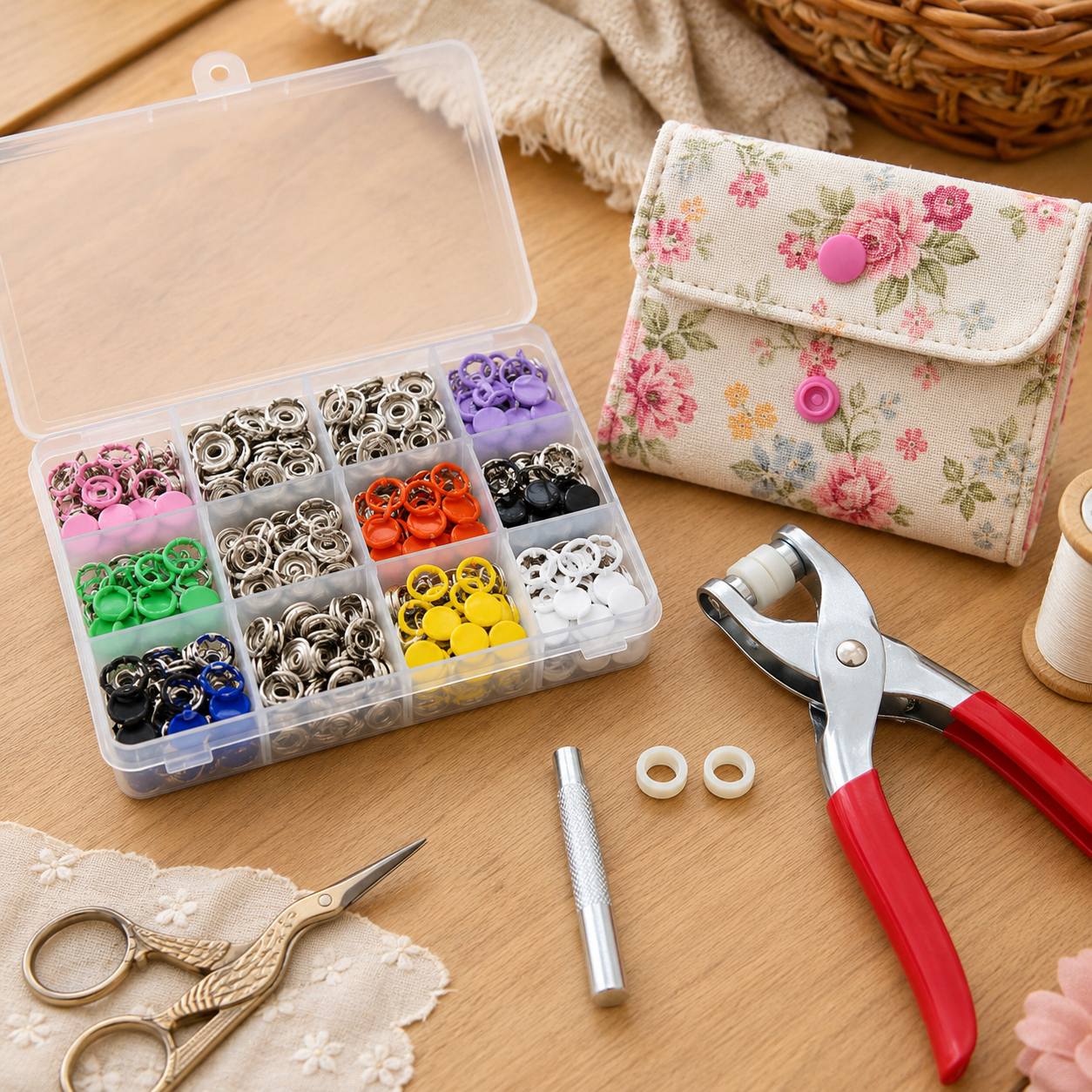 Colorful Snap Button Fastener Kit with Pliers