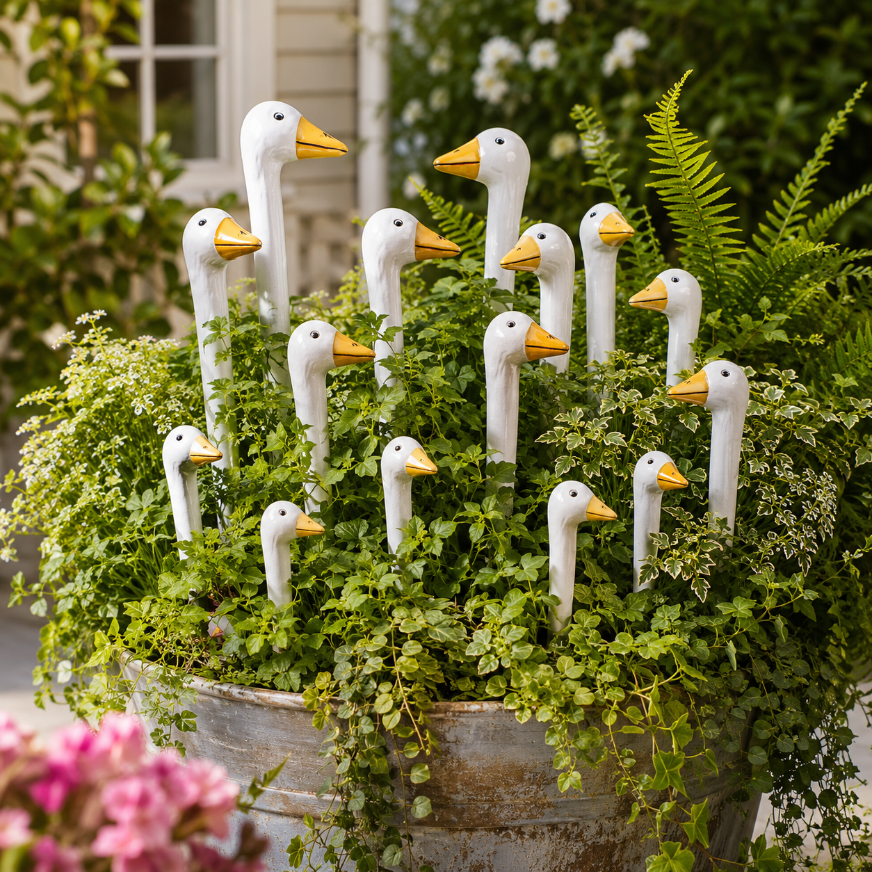 Peekaboo Goose Garden Stakes – 3-Piece Set