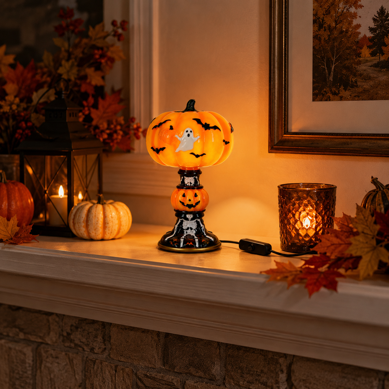 🎃 Light-Up Halloween Pumpkin Ghost Table Lamp
