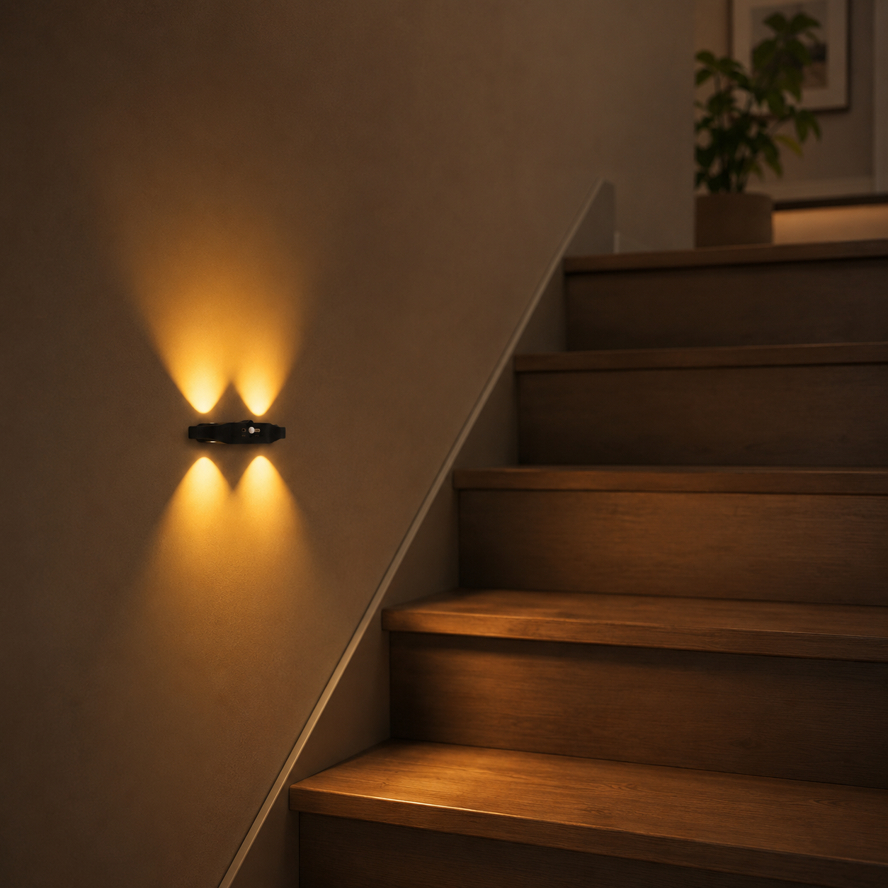 Rechargeable Motion Sensor Wall Light, 3-Color Changing LED Wall Sconce, USB-C Rechargeable Indoor Night Light, Hill-Shaped Light Effect Decorative Wall Lamp for Bedroom, Hallway, Stairway, Living Room