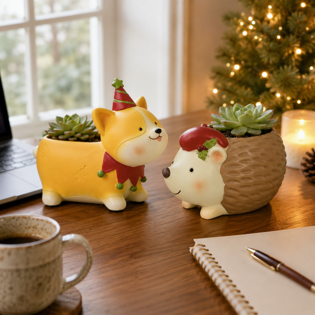 Whimsical Christmas Animal Succulent Planters