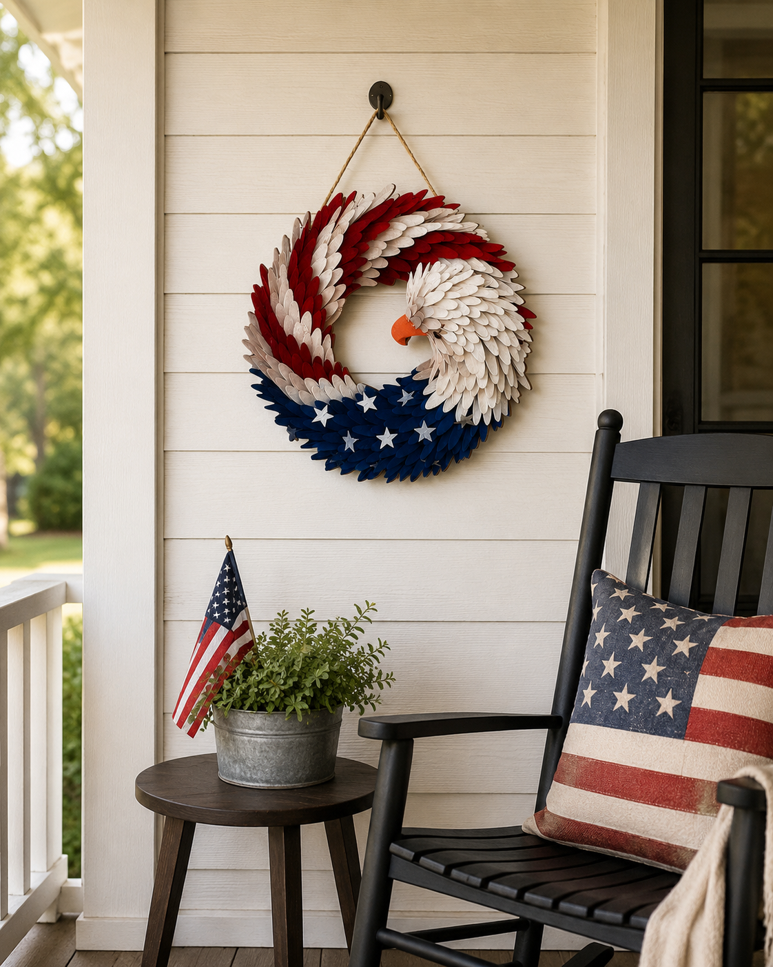 2026 Popular American Independence Day Flag Garland, National Day Holiday Decoration Scene Decoration, Front Door Pendant Props, National Flag Ribbon Styles, Yard Can Be Hung, Door Celebration Plaque, 