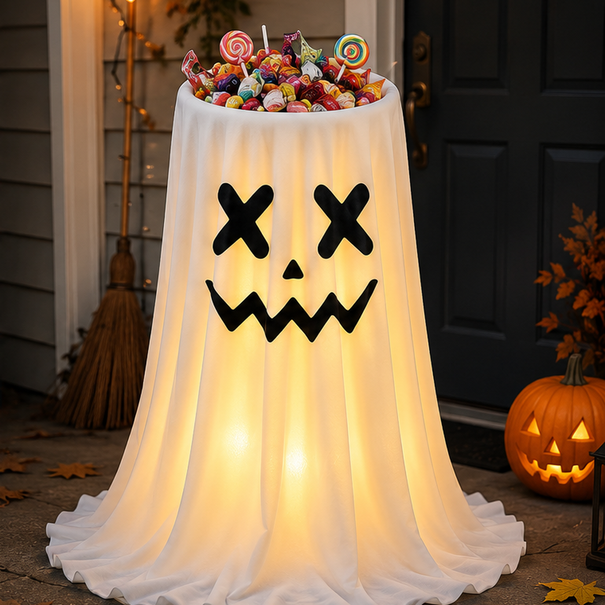 Adjustable Light-Up Ghost Candy Bowl with Remote 👻