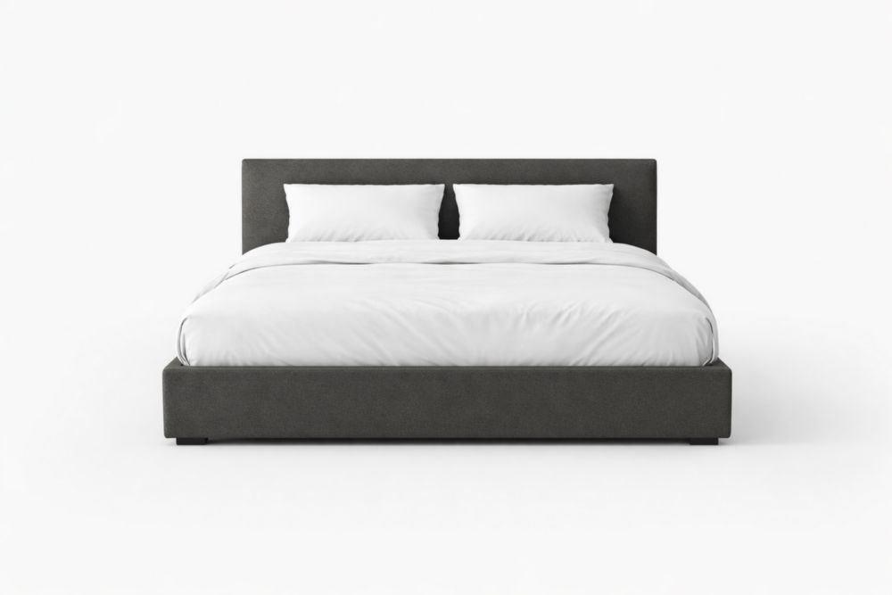 King Size Upholstered Bed Frame Dark Gray Polyester