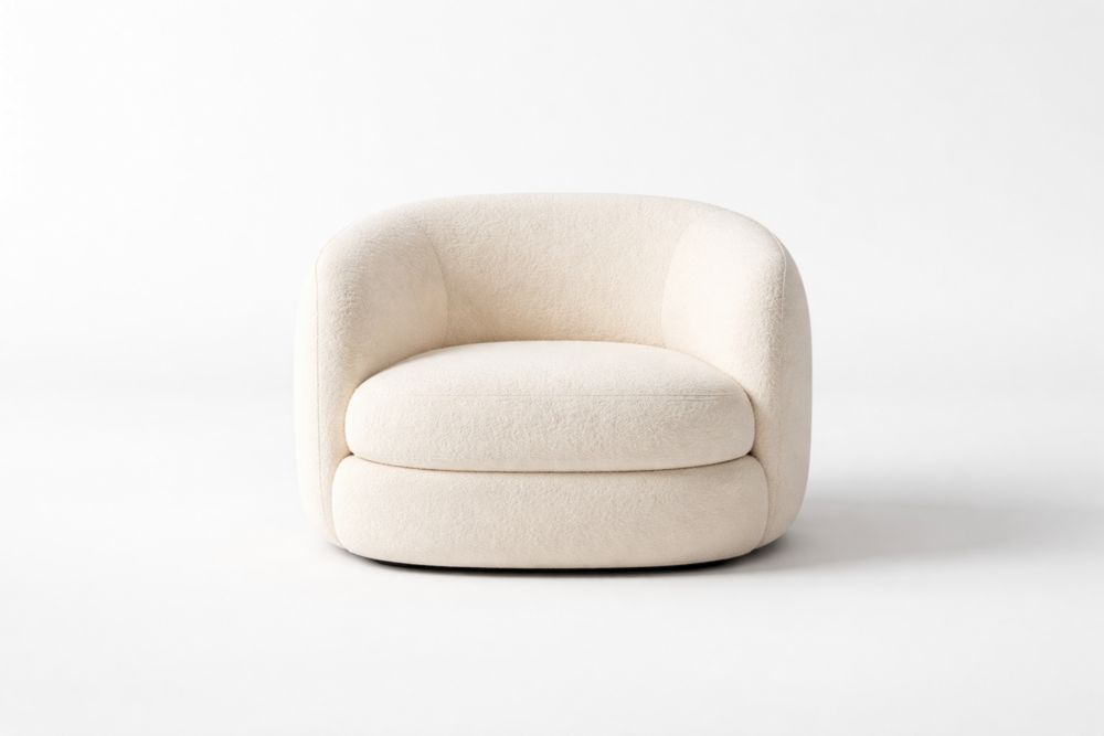 Round Fabric Armchair Cream