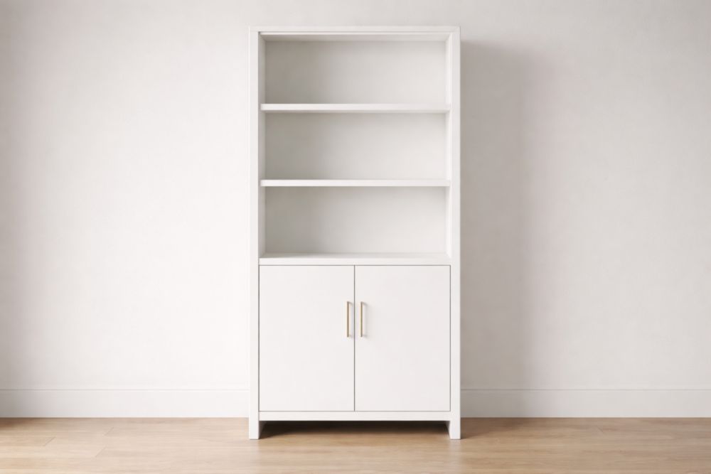 White MDF Storage Cabinet with Shelves