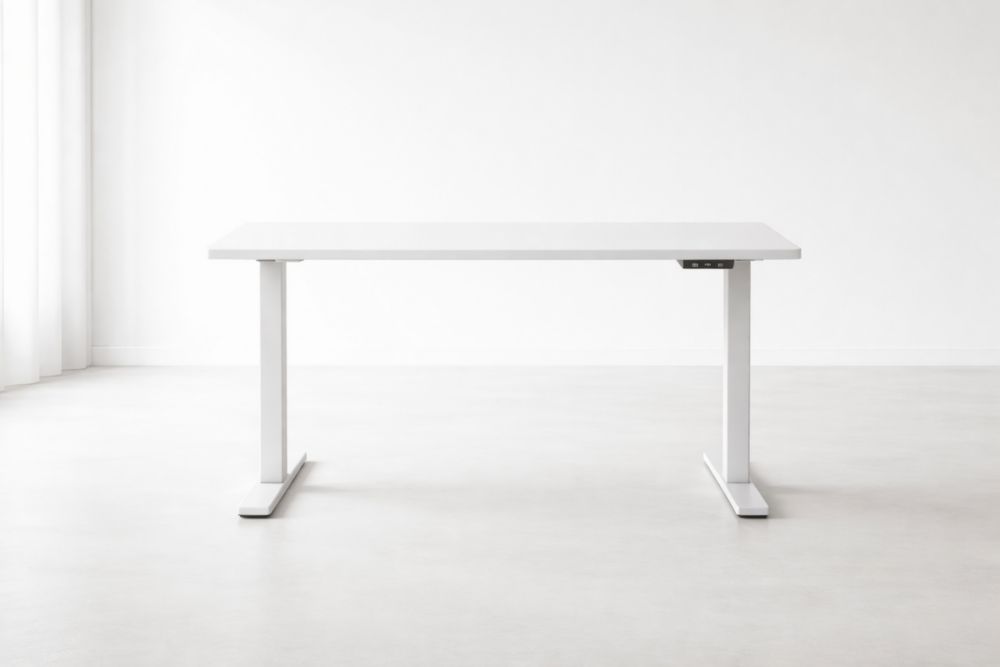 Adjustable Height Steel Standing Desk, White