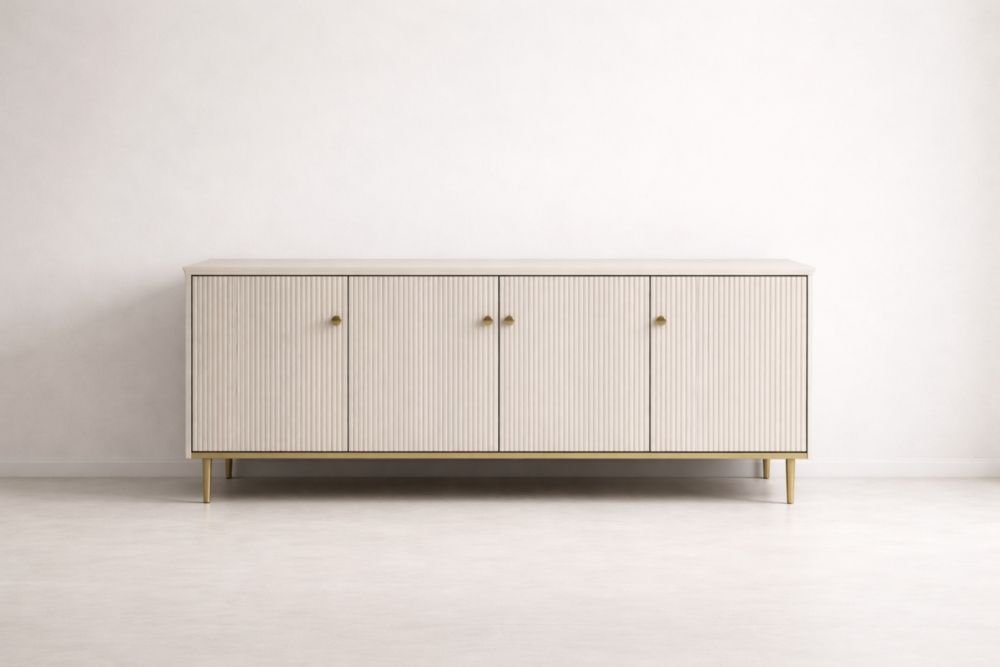 White MDF Sideboard Length 180 cm x Width 45 cm x Height 75 cm