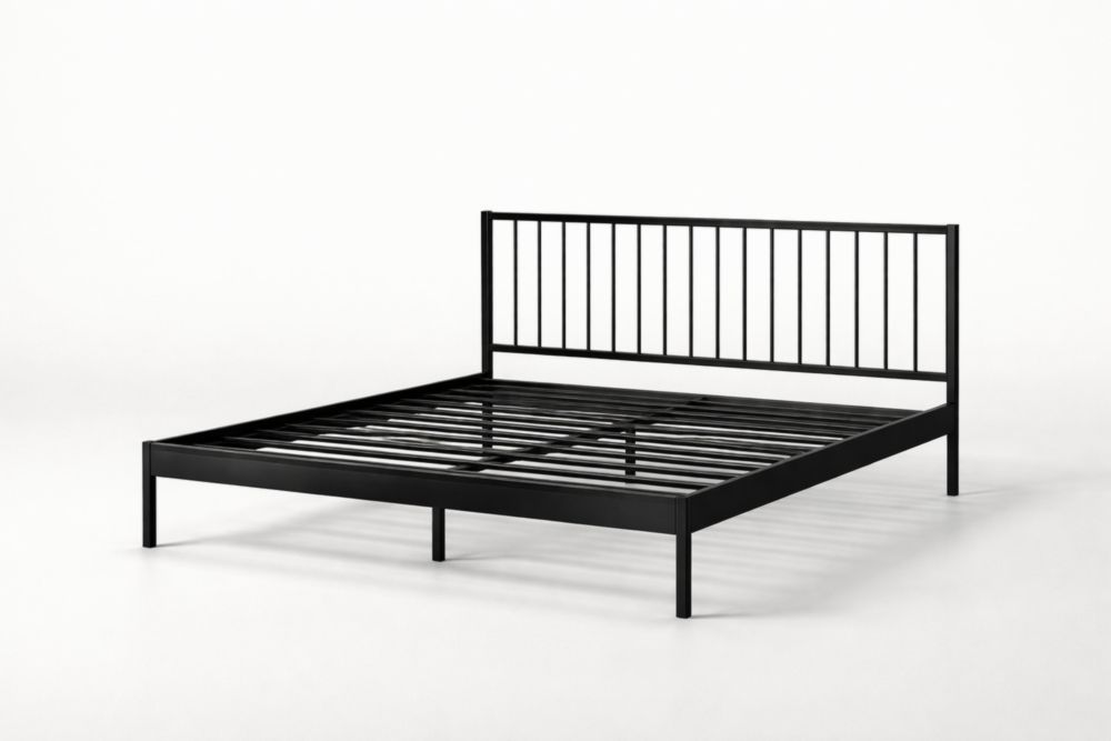 Black Steel Platform Bed Frame