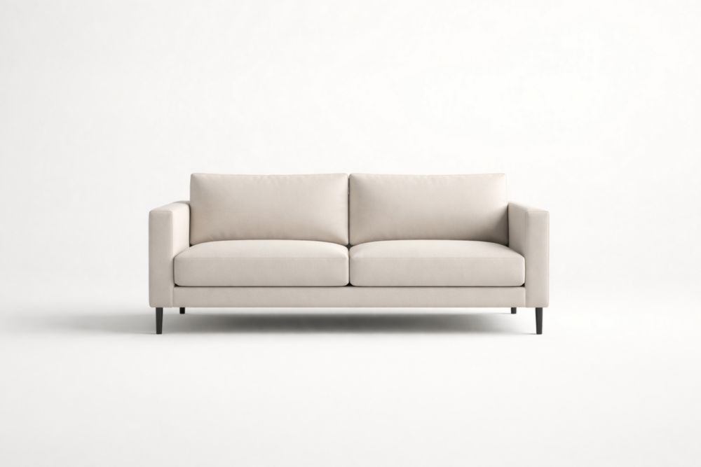 Beige Polyester Fabric Sofa with Pine Wood Frame 195cm