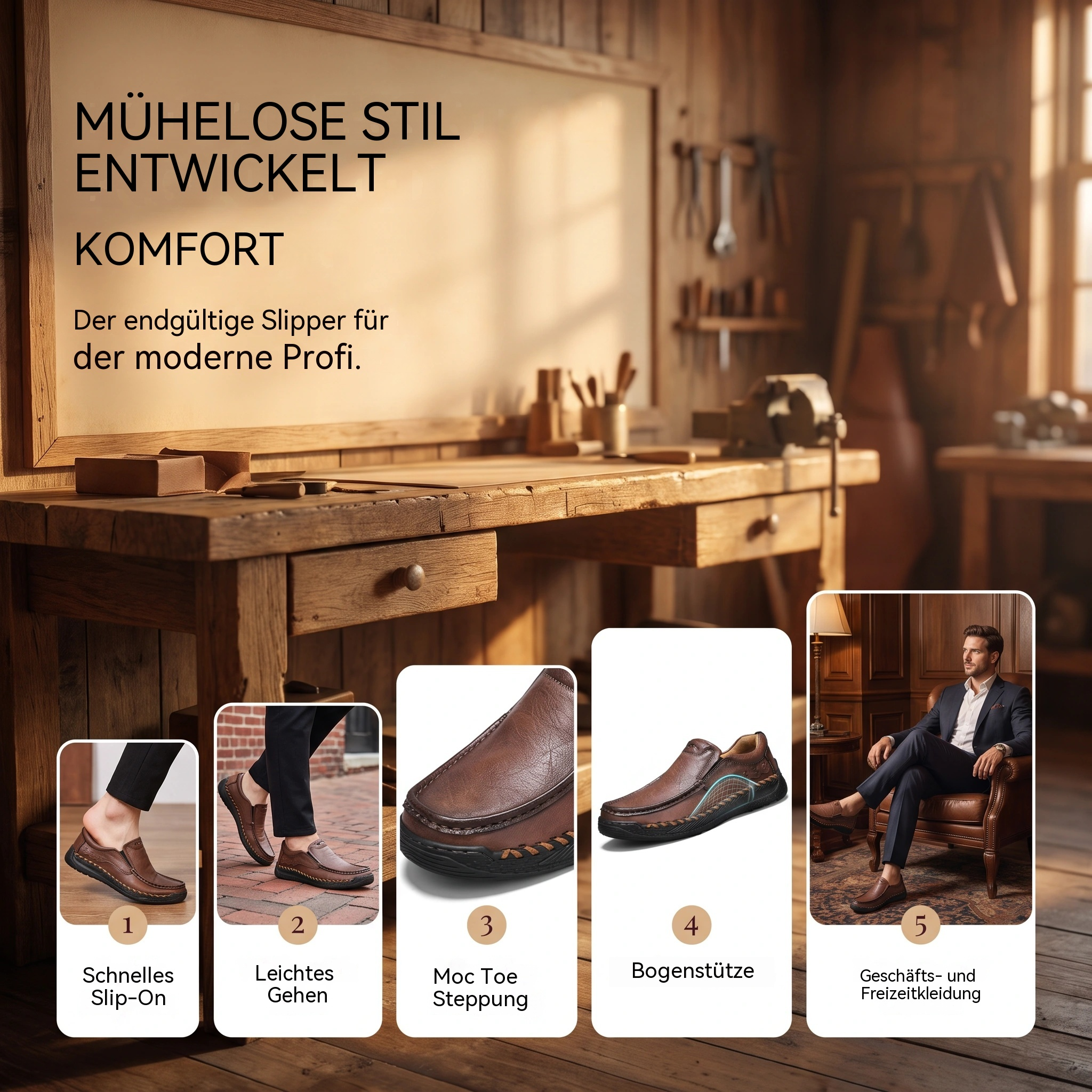   MANTRAFF®Rugged Handsewn Cowhide Slip-on Shoes