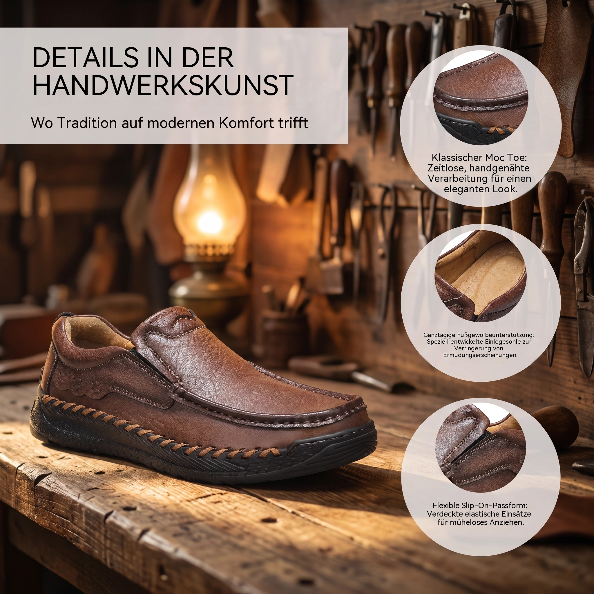   MANTRAFF®Rugged Handsewn Cowhide Slip-on Shoes