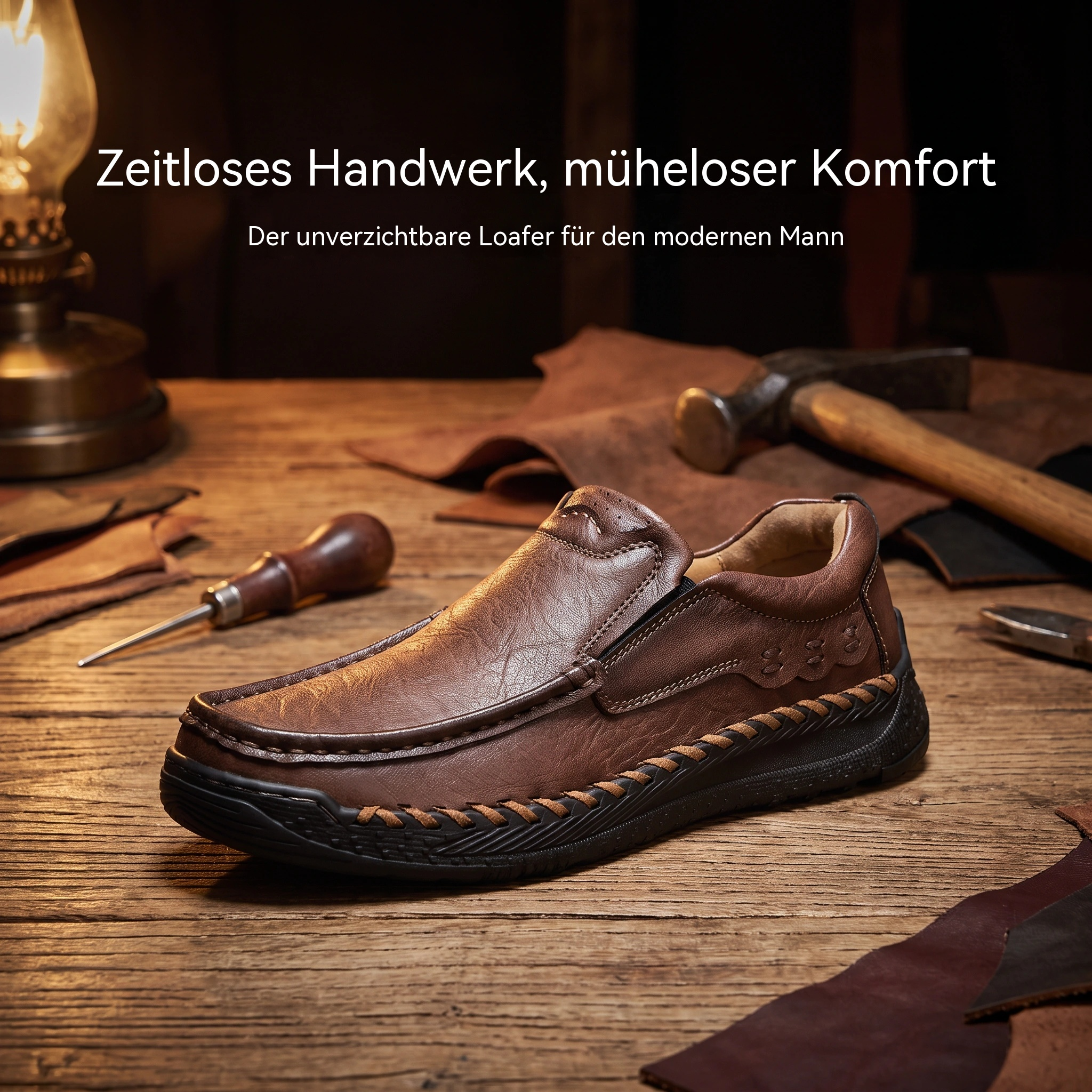   MANTRAFF®Rugged Handsewn Cowhide Slip-on Shoes
