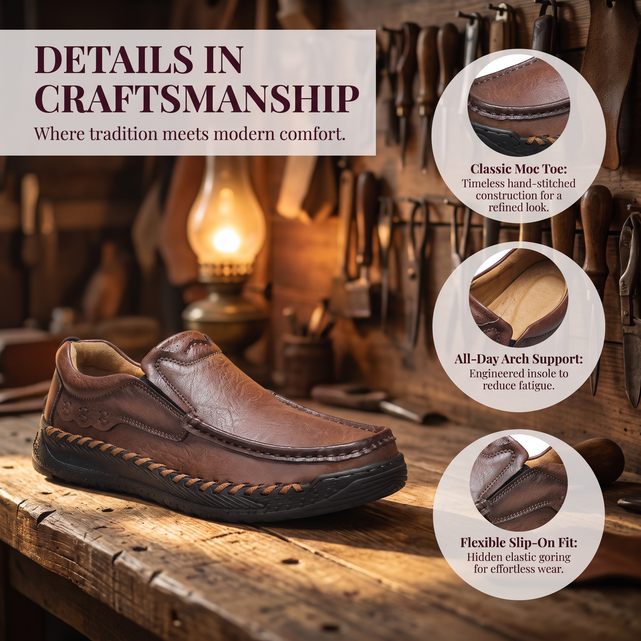 ⏰Last Day! 45% OFF 🔥TREKER® Hand-Stitched Slip-on Men's Leather Shoes