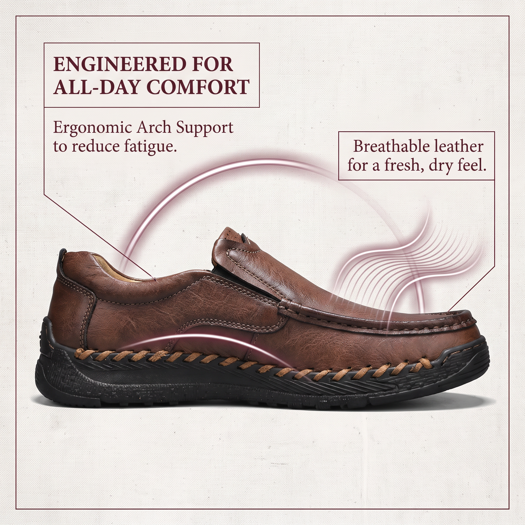 ⏰Last Day! 45% OFF 🔥TREKER® Hand-Stitched Slip-on Men's Leather Shoes