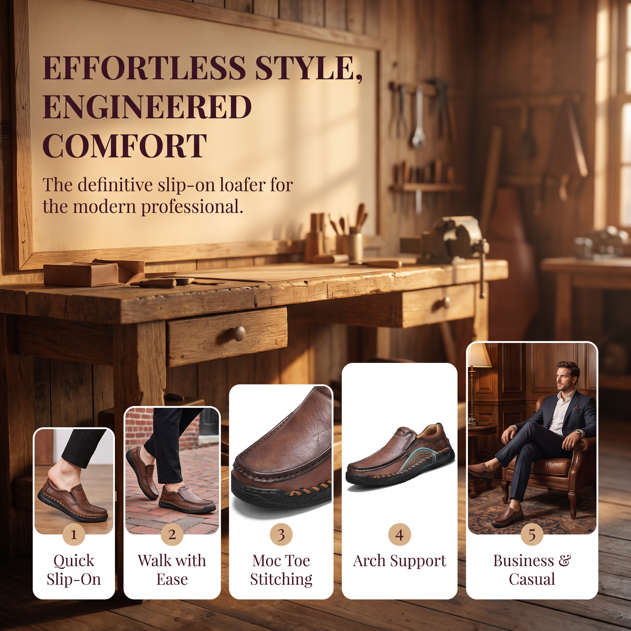 ⏰Last Day! 45% OFF 🔥TREKER® Hand-Stitched Slip-on Men's Leather Shoes