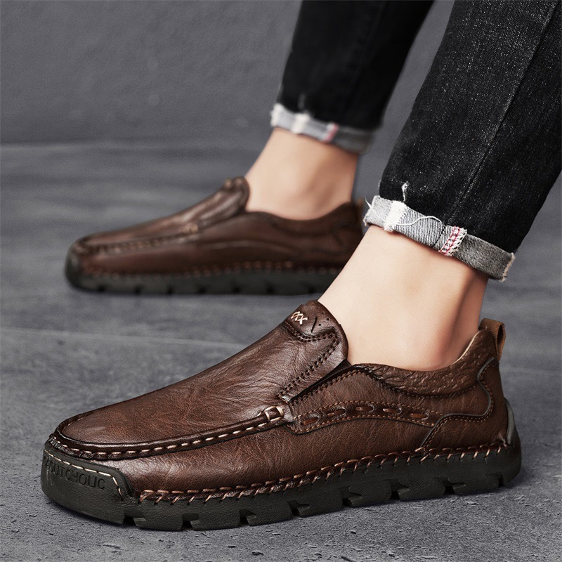 GARB Men's Handcrafted Cowhide Orthopedic Loafers-Wide Toe Box