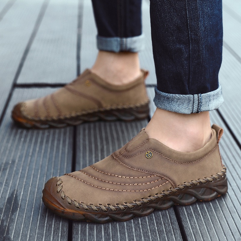 Mens Handmade Cowhide Orthopedic Loafers