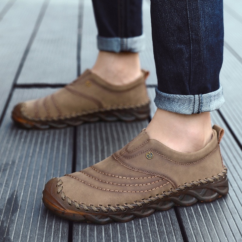 Mens Handmade Cowhide Orthopedic Loafers