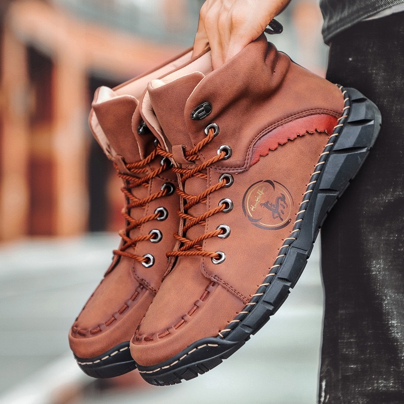 mens genuine leather orthopedic outdoor boots