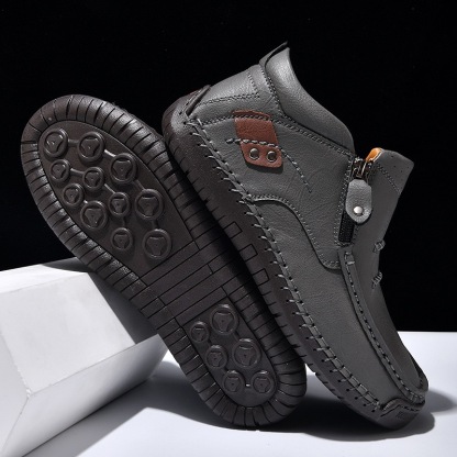 mens handmade genuine leather No-glue orthopedic boots