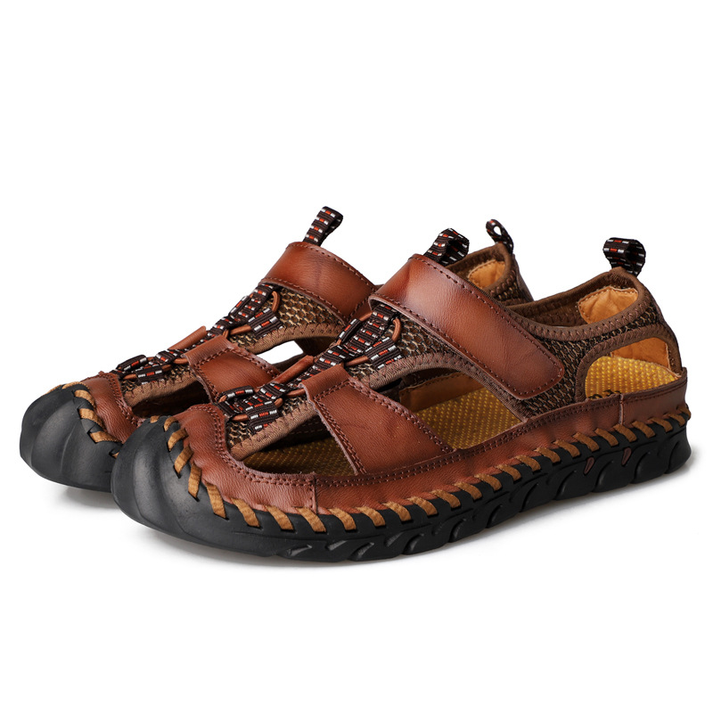 GARB Men's handmade genuine leather slip-on sandals