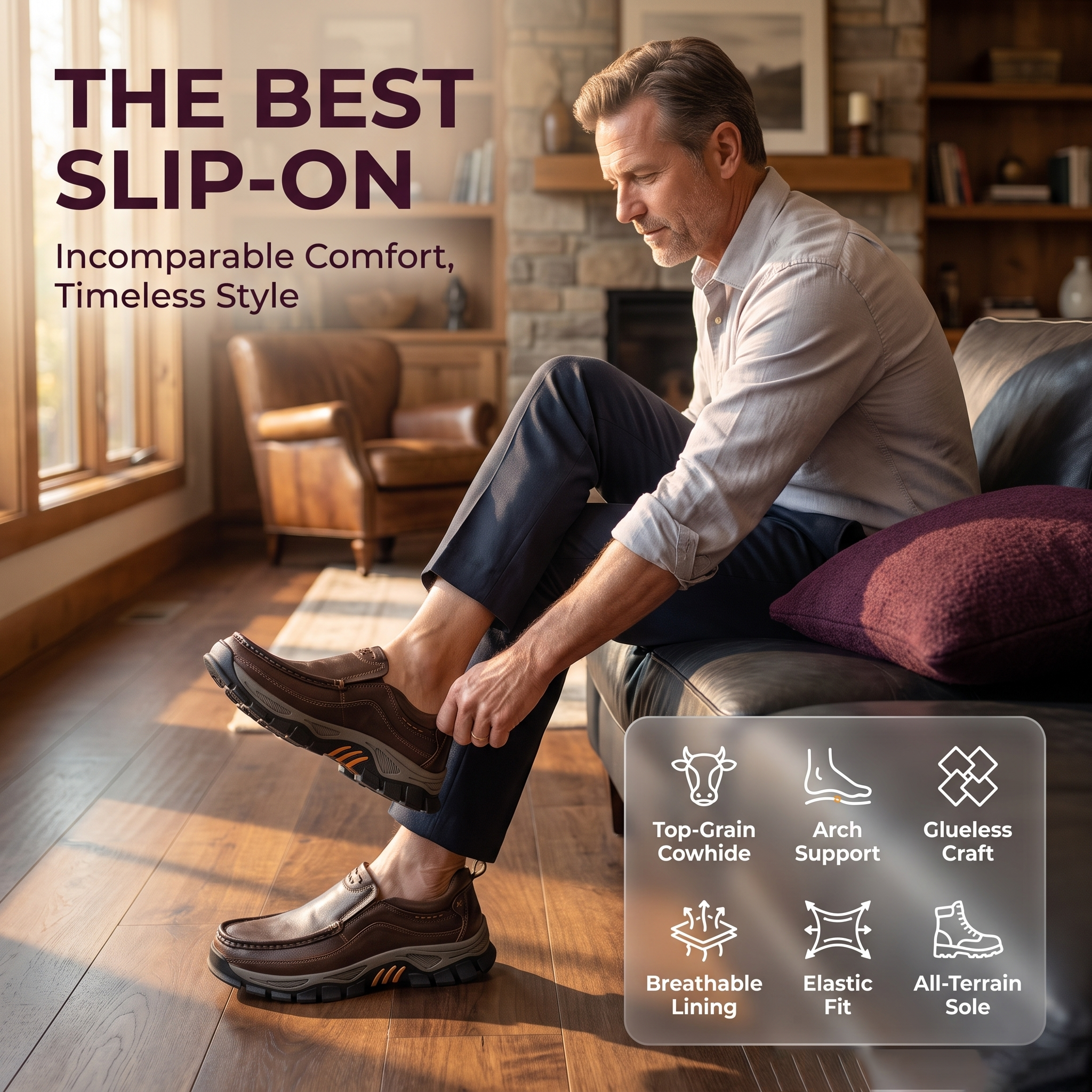 ⏰Last Day!45% OFF 🔥VELTOE® Men's Handmade Genuine Leather Orthopedic Walking Shoes