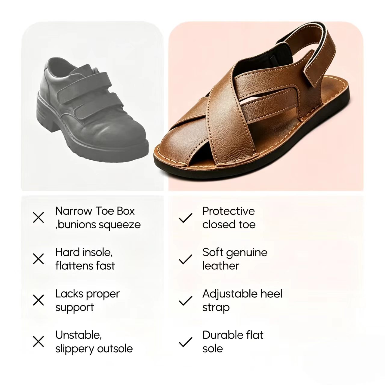 ⏰Last Day!45% OFF 🔥 PEAKER®Women's Closed-Toe Genuine Leather Sandals