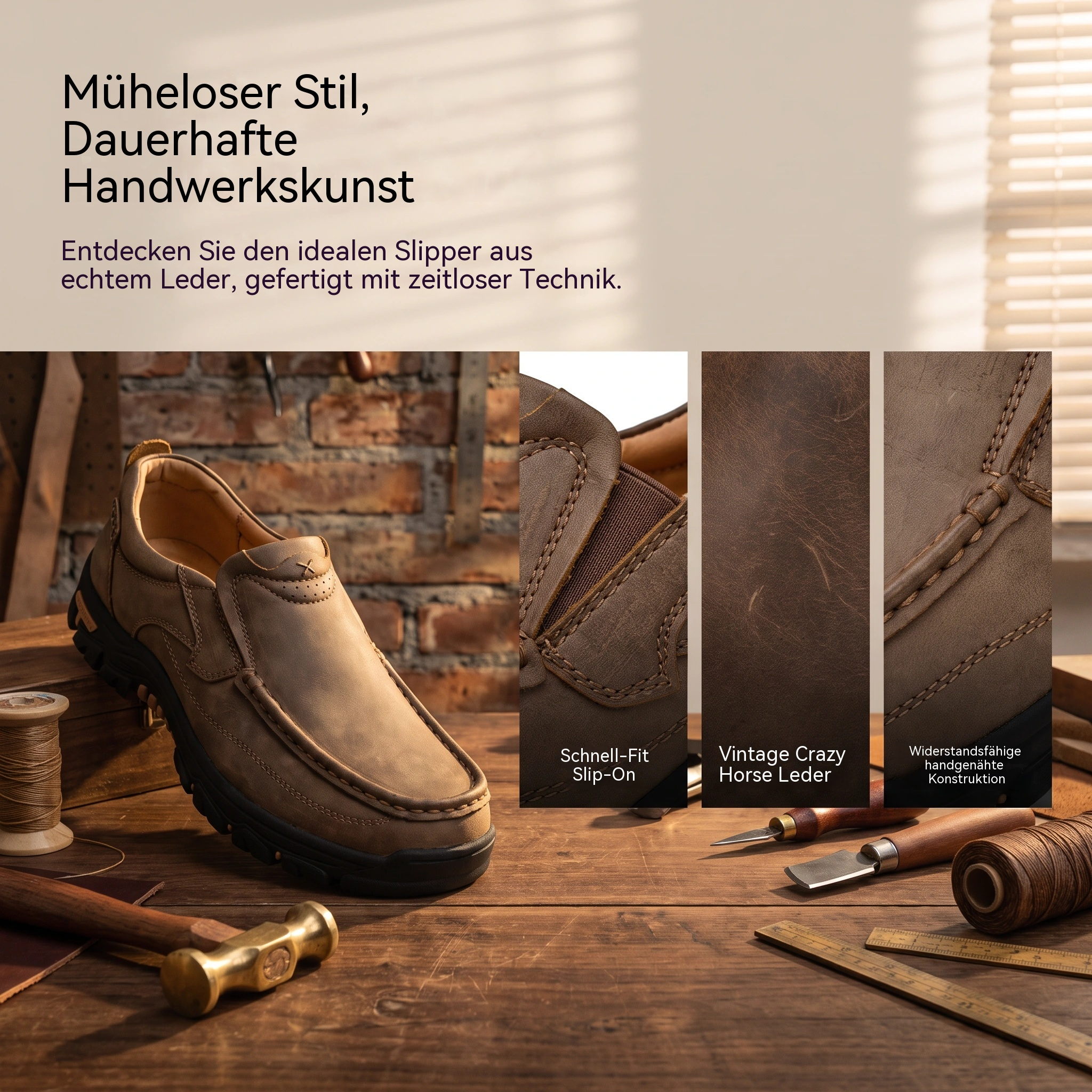   MANTRAFF®  Genuine Leather Rugged Slip-on
