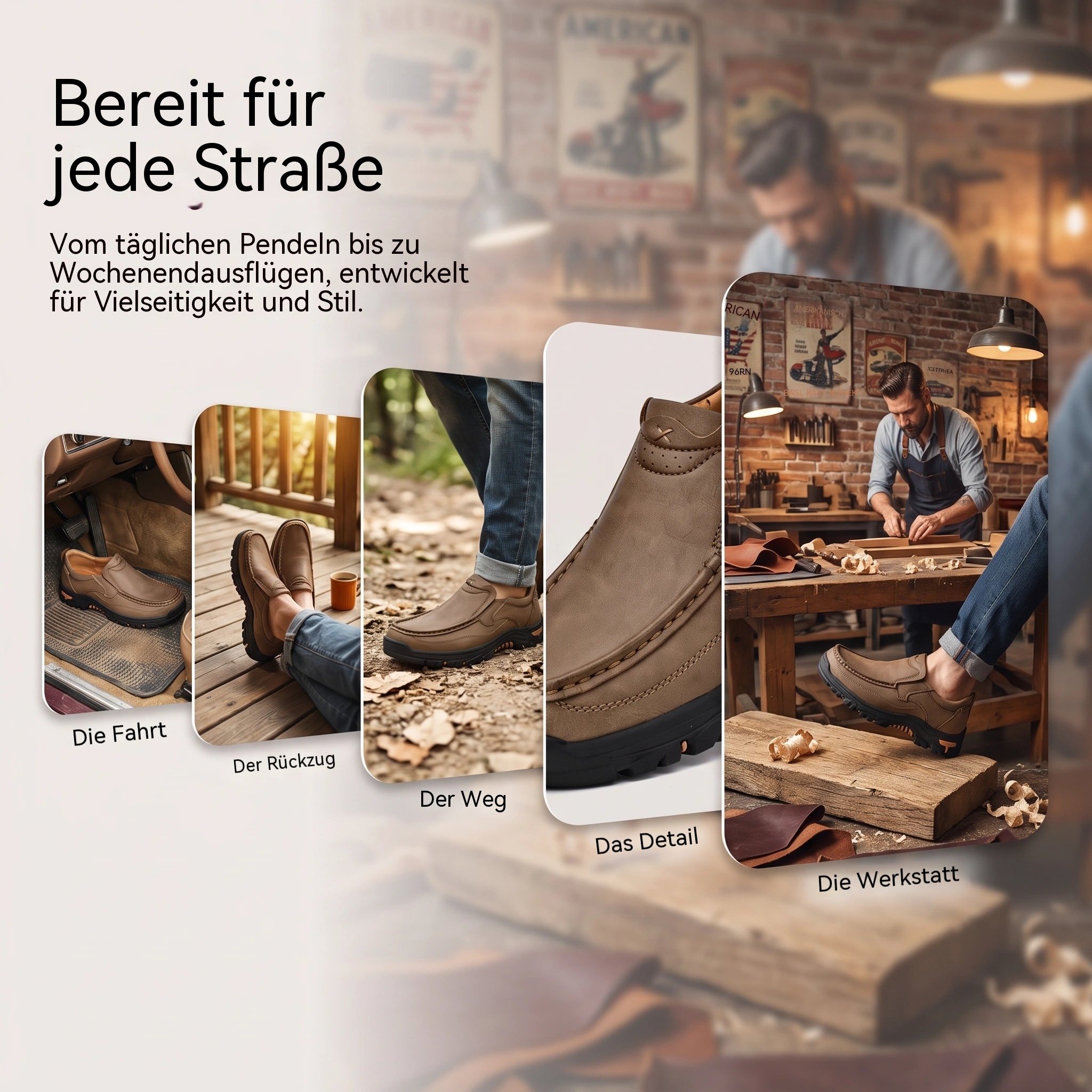   MANTRAFF®  Genuine Leather Rugged Slip-on