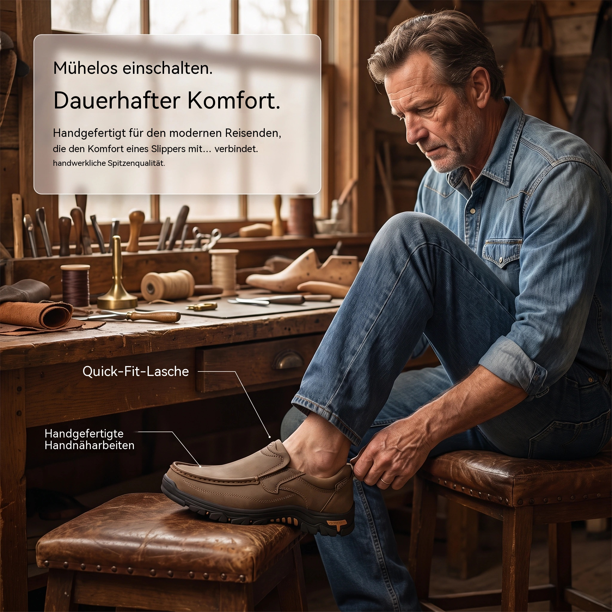   MANTRAFF®  Genuine Leather Rugged Slip-on