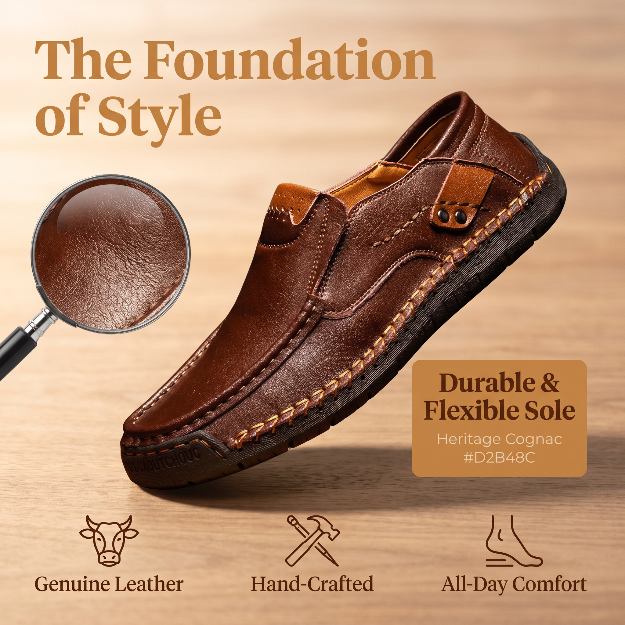   TREKER® Hand-Stitched Slip-on Men's Leather Shoes