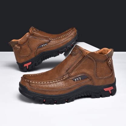 Men Handcrafted Leather Boots - Orthopedic Arch Support, Wide Toe Box, Slip-On Design