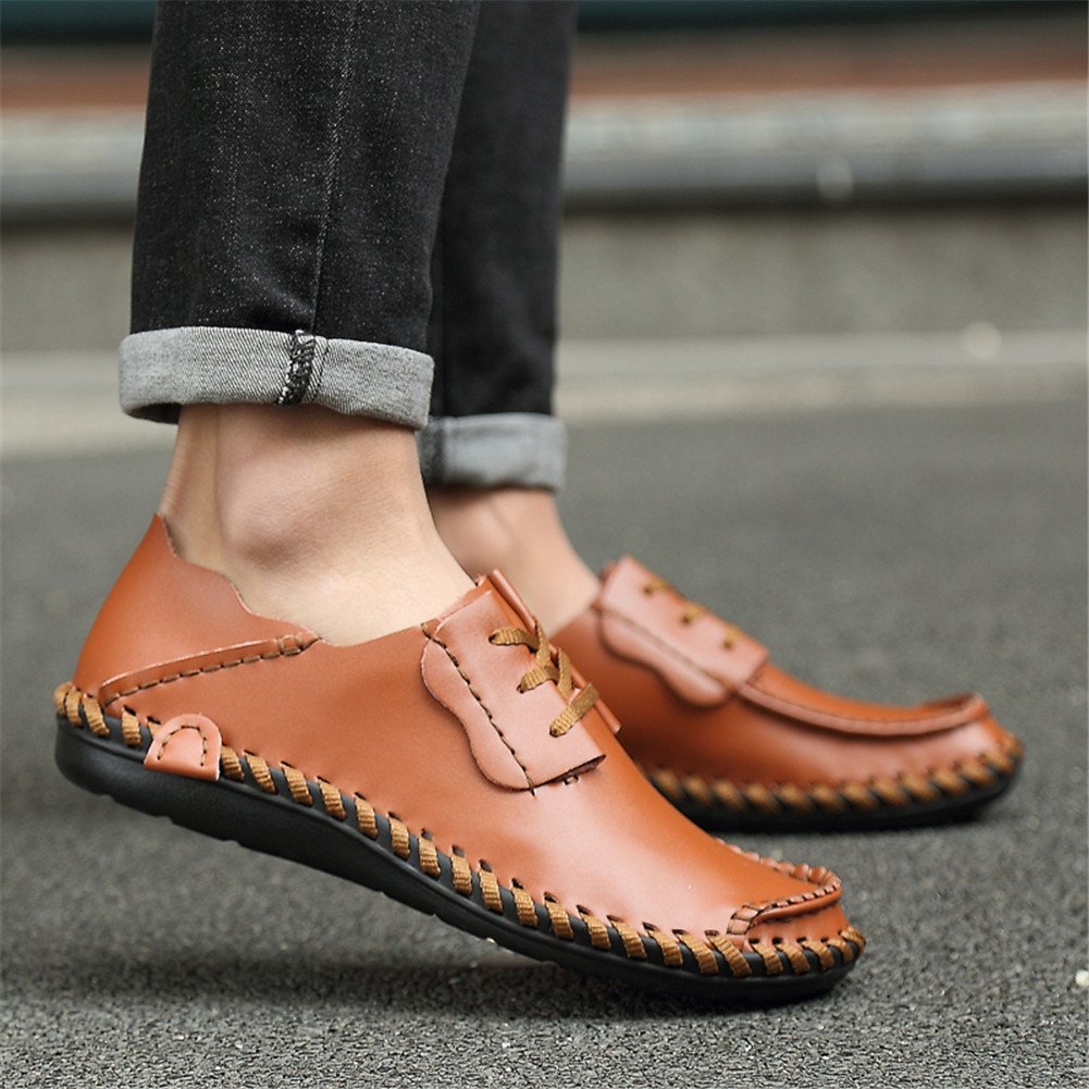 Mens Wide Feet Shoes Casual Leather Comfortable Lace-Up Sneaker
