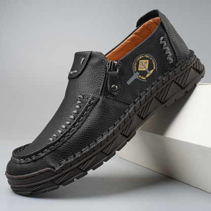 GARB Premium Leather Loafers - Arch Support, Shock Absorption, Easy Side Zip