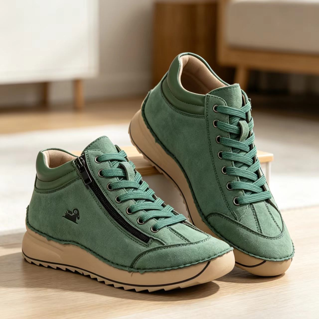 ⏰Promotion -45% OFF🔥TREKER®Women's Matte Leather Double Zip Mid Top Walking Shoes
