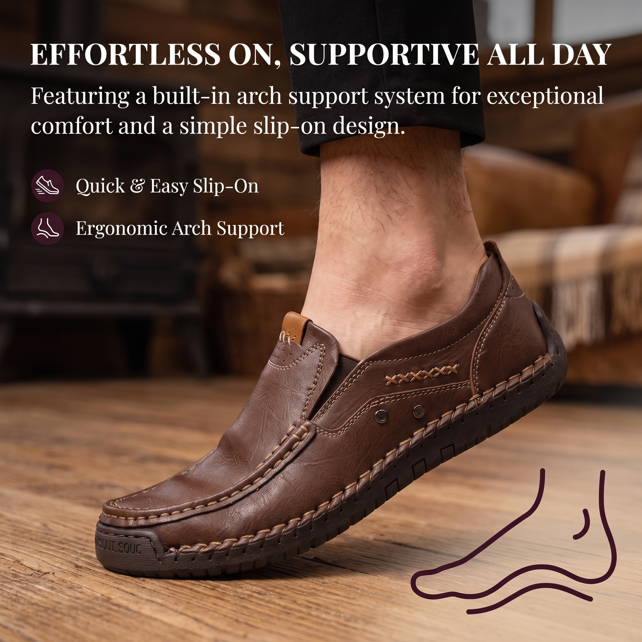 ⏰Last Day! 45% OFF 🔥TREKER®Handsewn Decor Stitch Cowhide Slip-on Shoes
