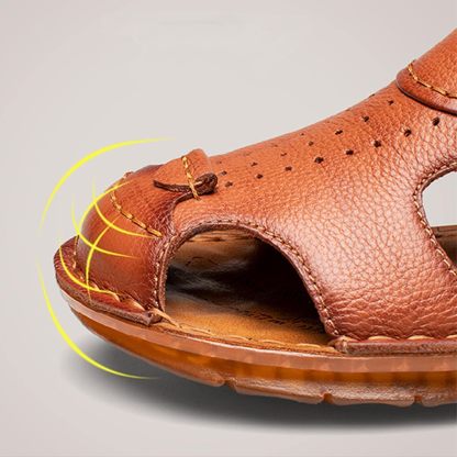 Men's Closed Toe Genuine Leather Soft Breathable Beach Roman Sandals