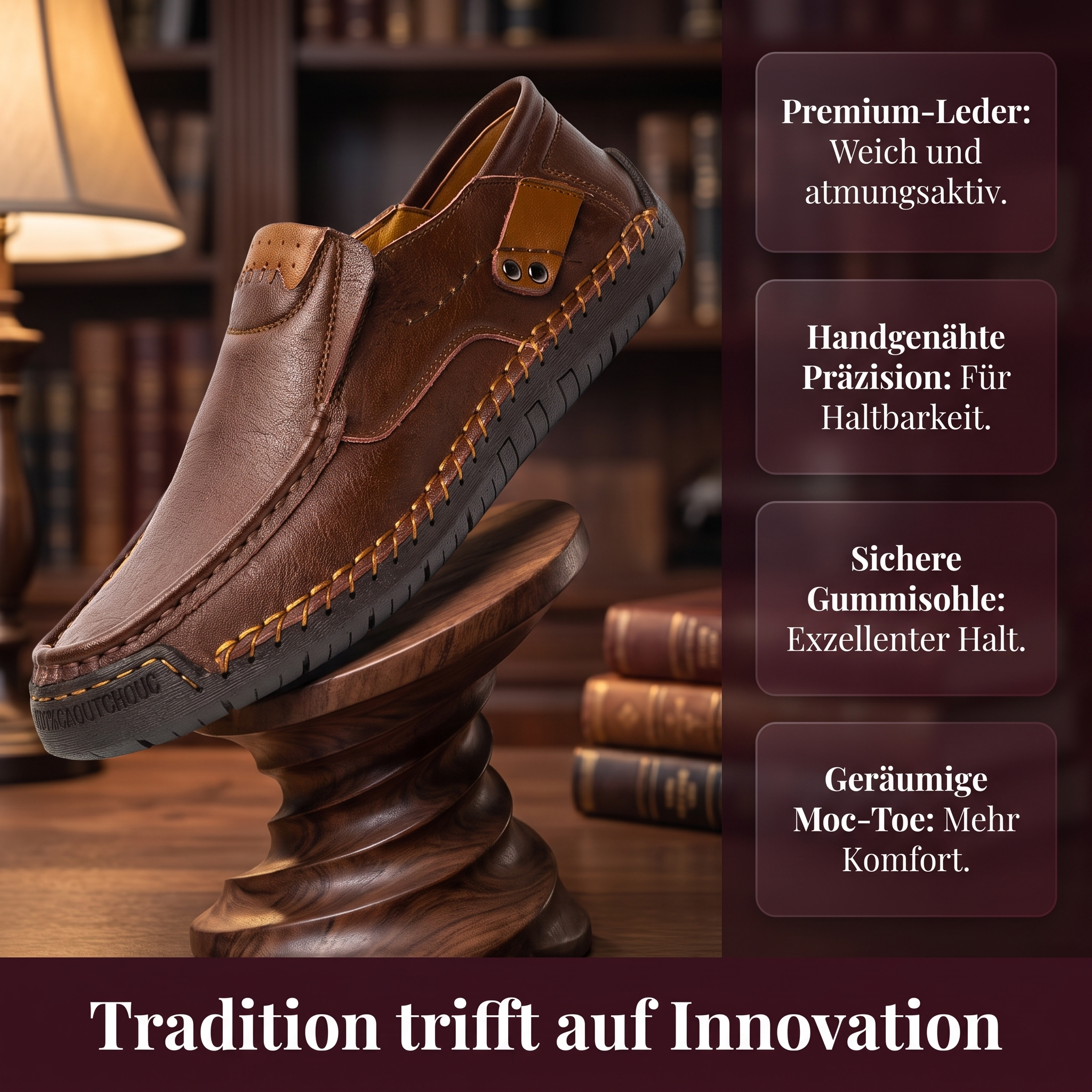   MANTRAFF® Hand-Stitched Slip-on Men's Leather Shoes